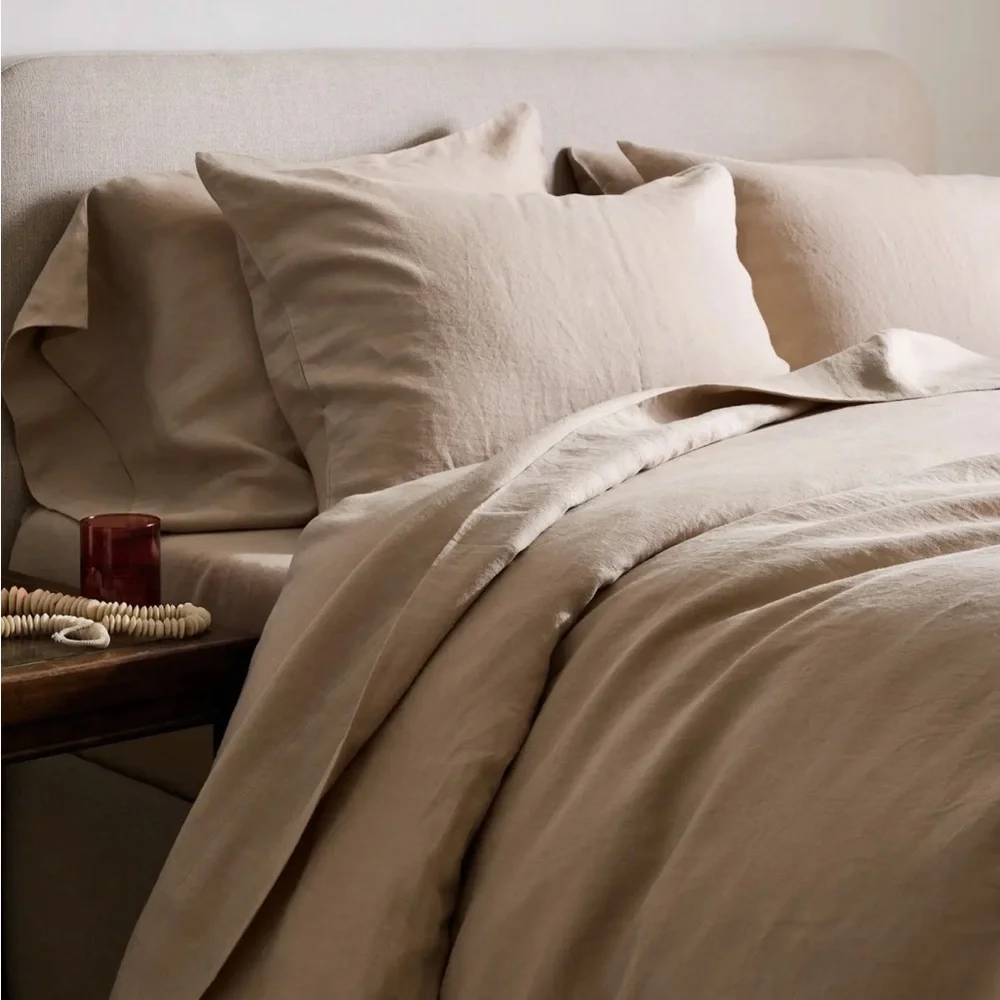 QUINCE European Linen Duvet Cover King Cal King Set Toffee 122